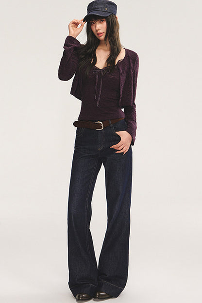 Low-Waisted Slim-Fit Flared Jeans