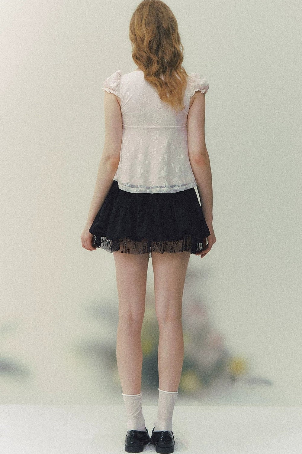 Square Neck Bow Lace Top