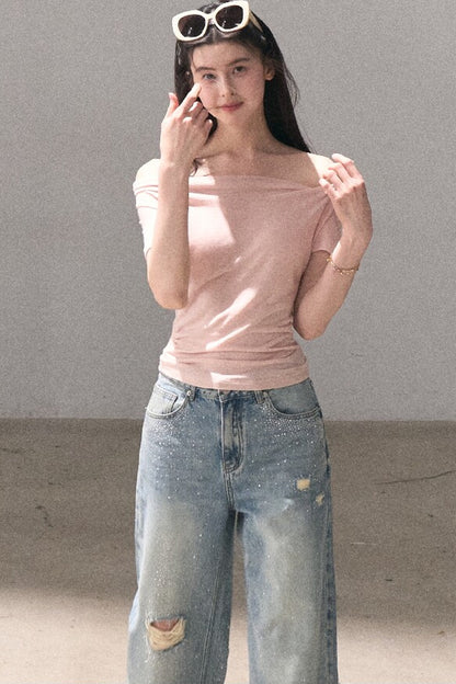Lyocell Wool Twist-Neck Top