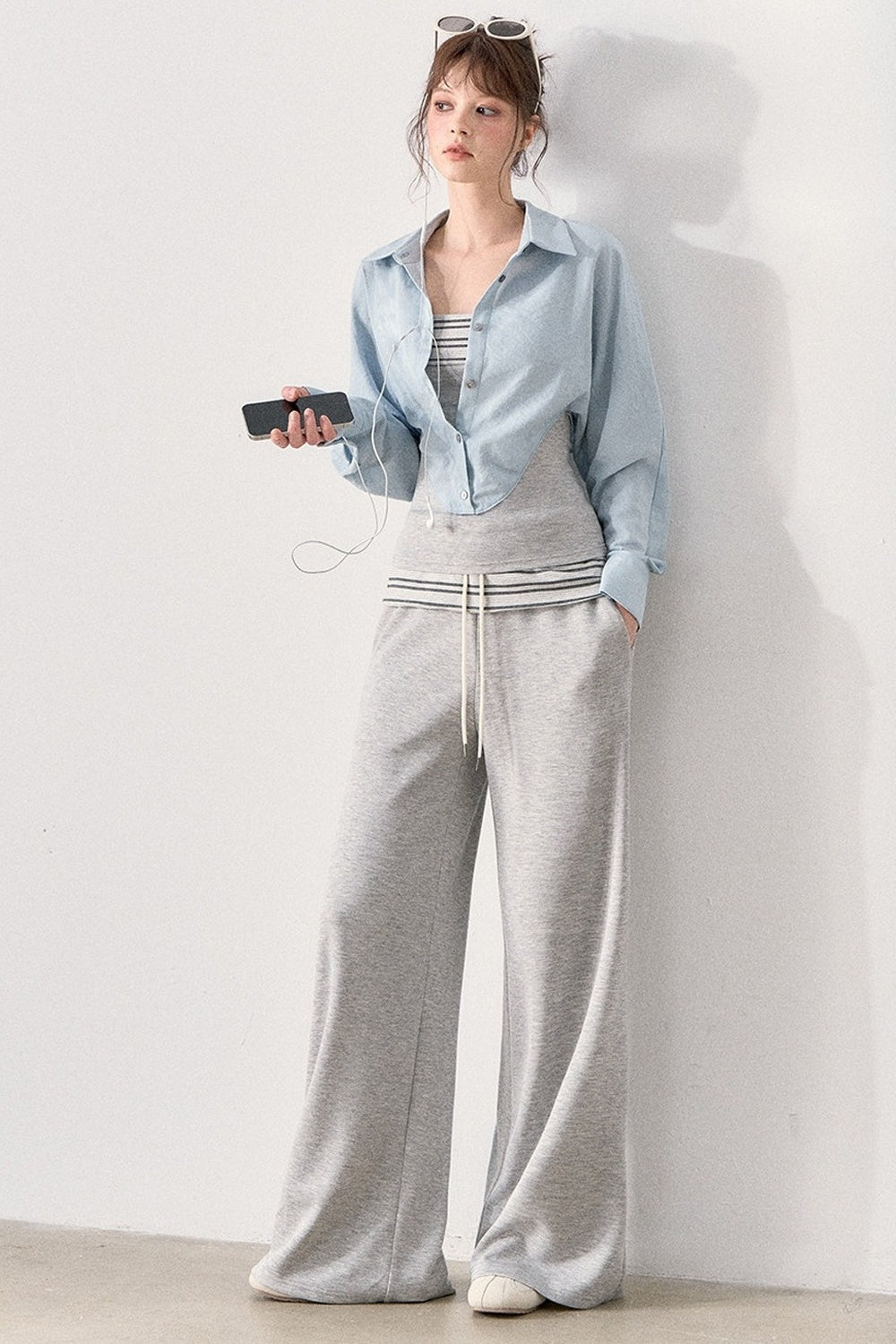 Relaxed Knit Wide Leg Pants and Shirt Set