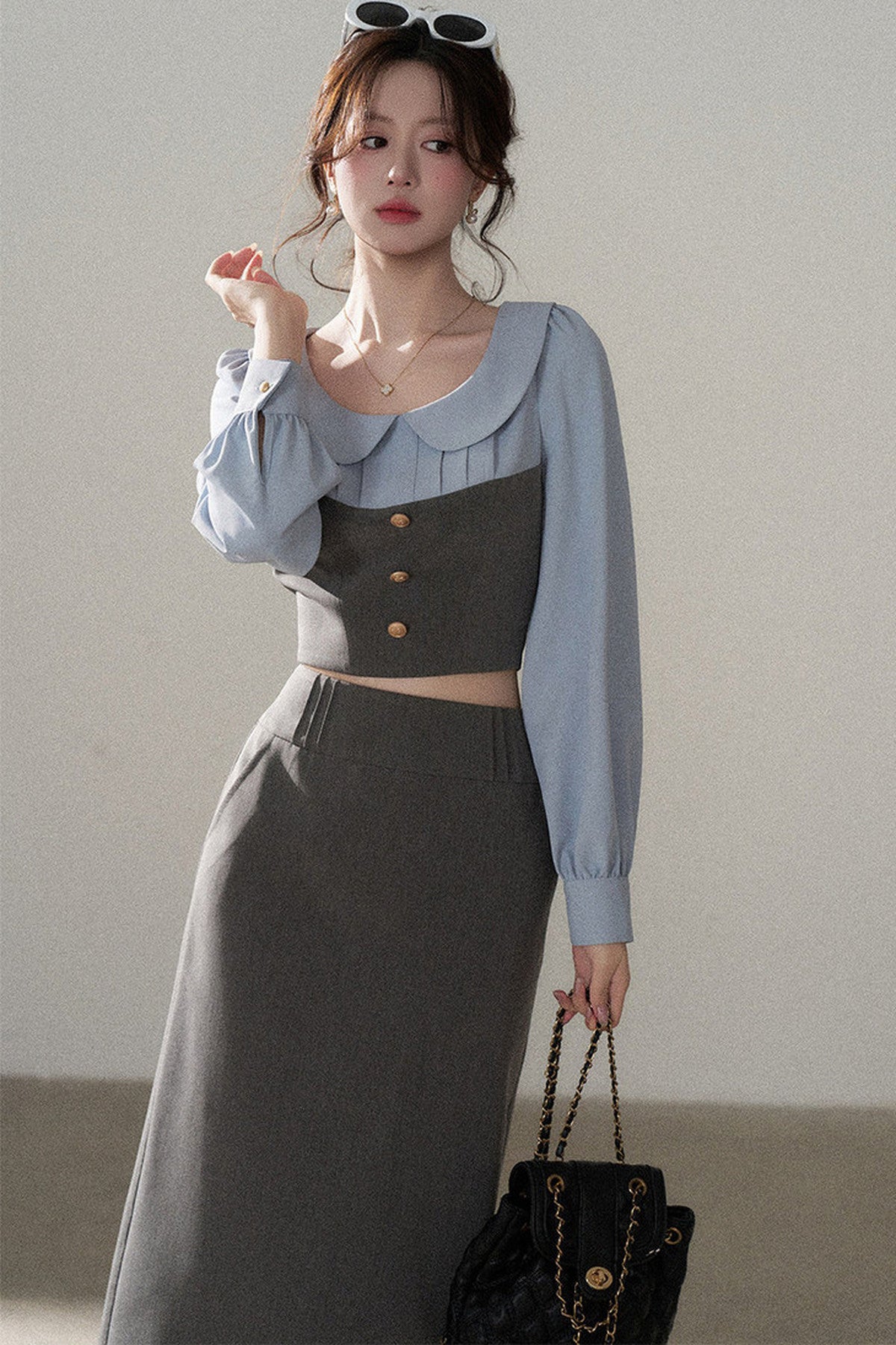 Color-Block Top and Skirt Set-Up