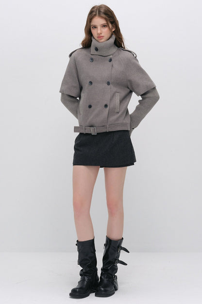 Belted Wool A-Line Skirt