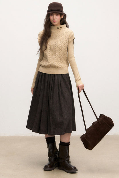 Layered-Look Knit Top and Skirt Set-Up