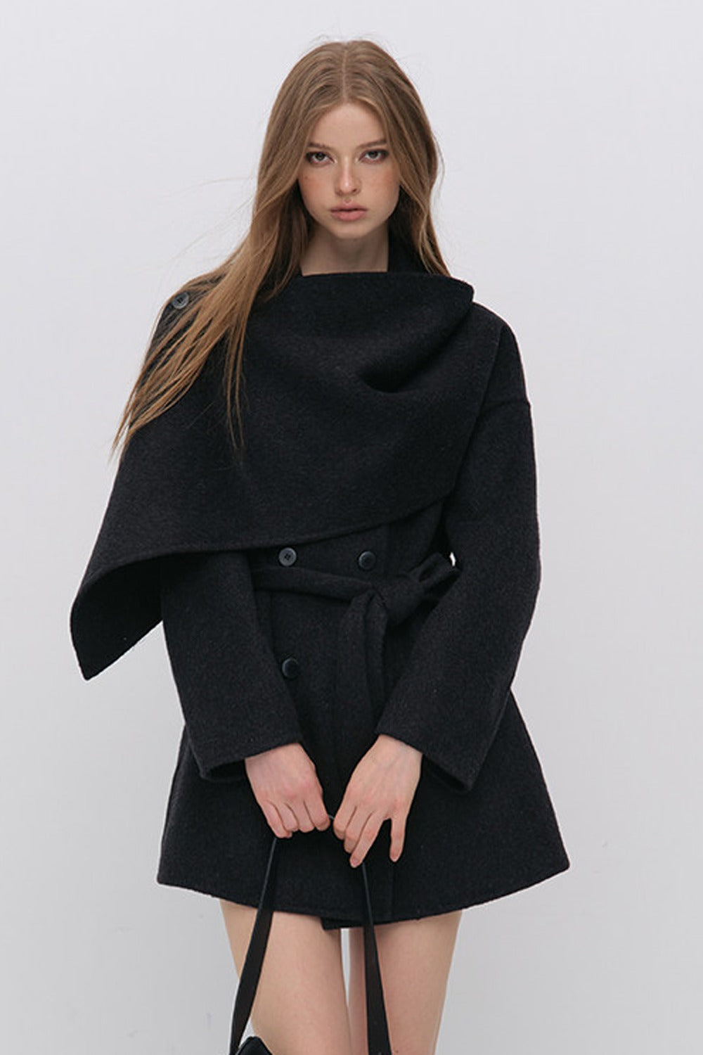 Half Shawl Wool Coat