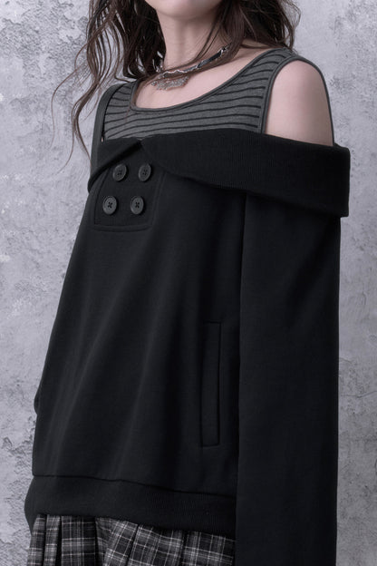 Layered-Look Pleated Sweatshirt Dress