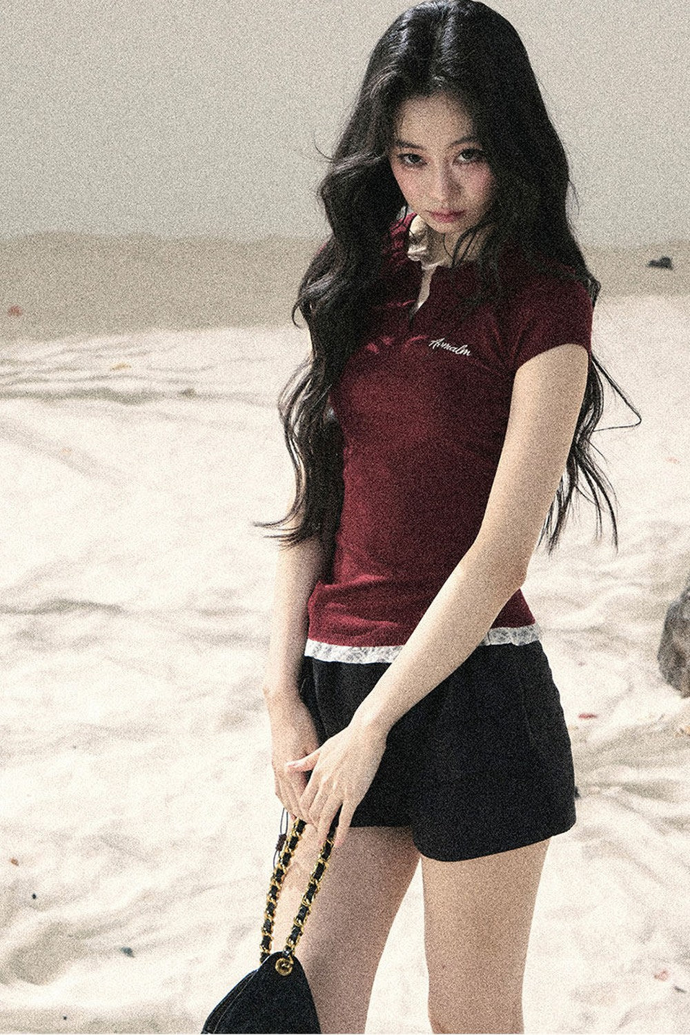 American Style Lace Fake Two-Piece Top