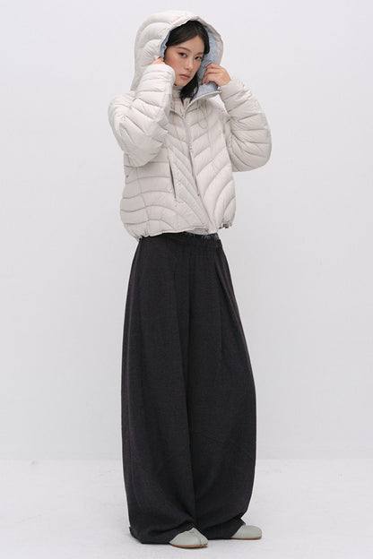Wool Jacquard Wide-Leg Trousers