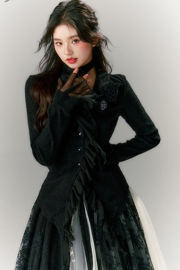 French Style Rose Knit Cardigan Top