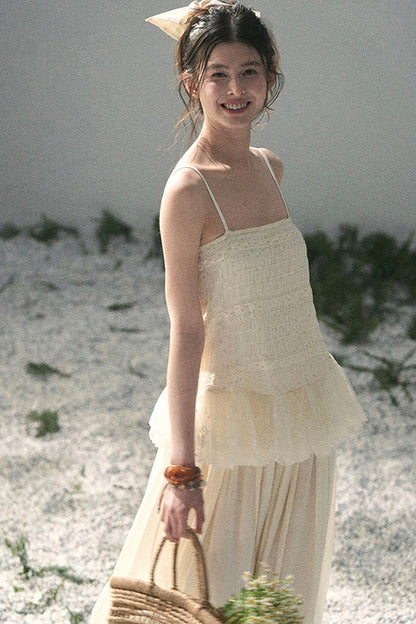 French Lace Summer Top and Pants Set