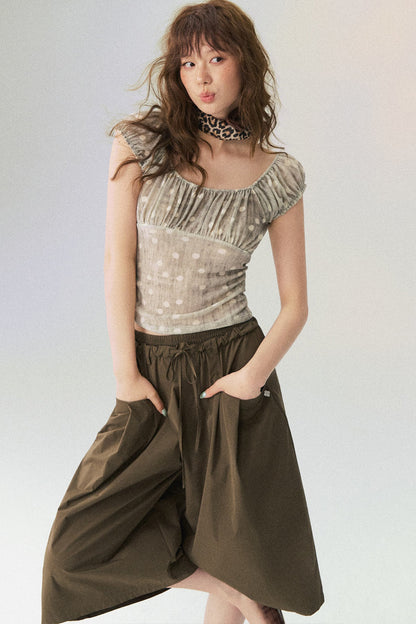 Polka Dot Pleated Camisole