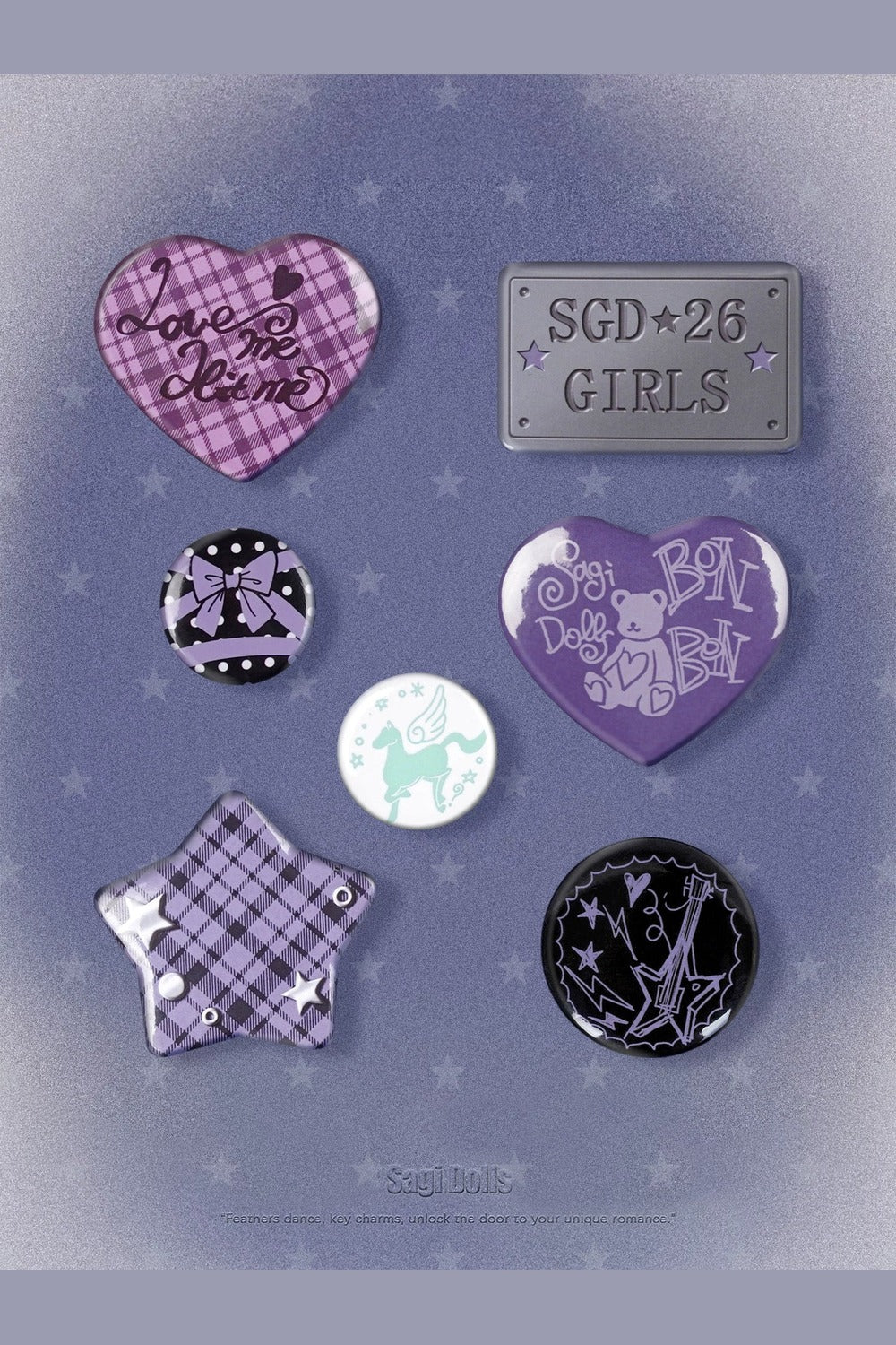 Süß-cooles Abzeichen-Set in Schwarz und Lila