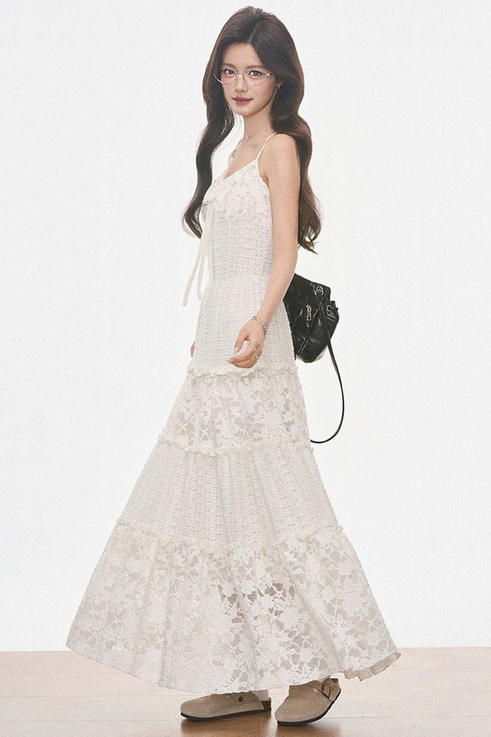 Brown Suede Jacket and Lace Dress Set-Up