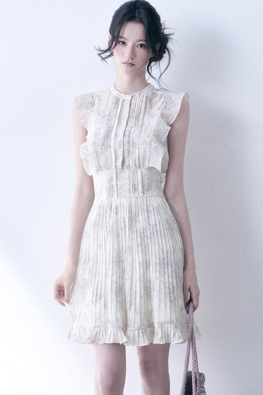 Floral Chiffon Pleated Dress
