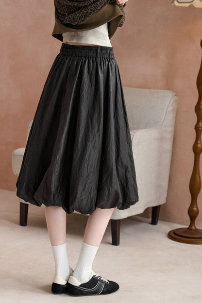 Textured Flower-Bud Mid-Length Skirt