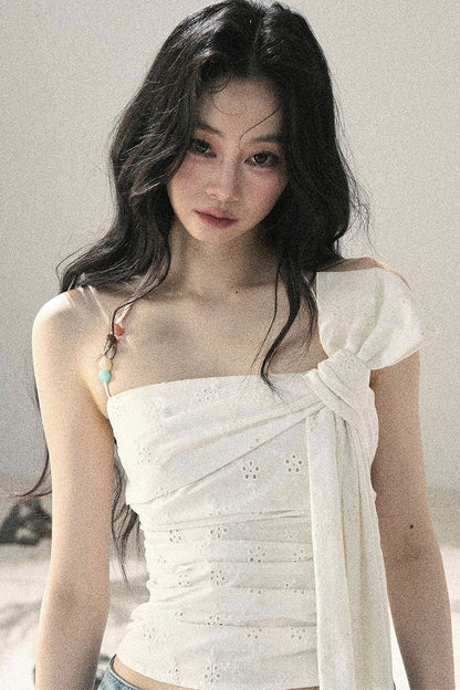 Halter Knot Pleated Top