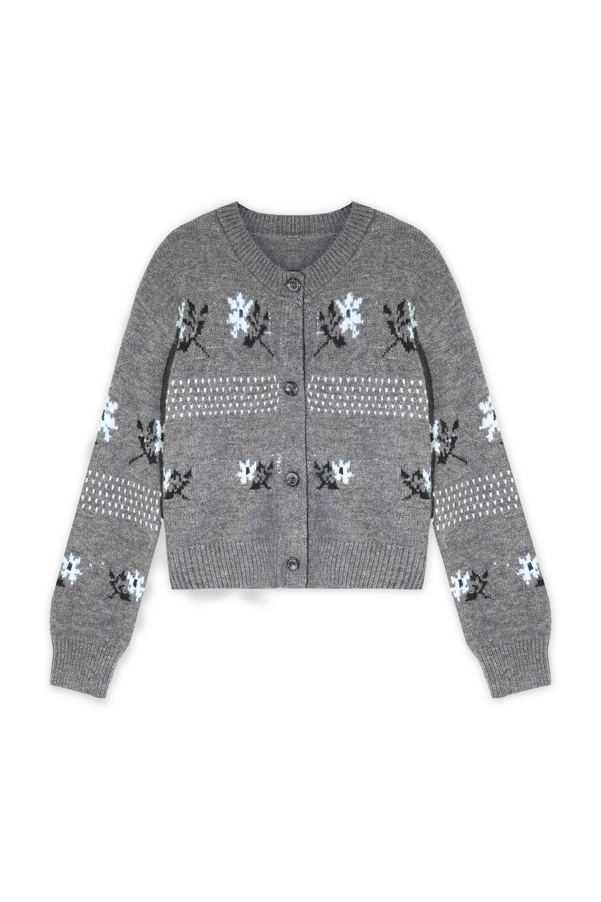 Fair Isle Jacquard Knit Cardigan