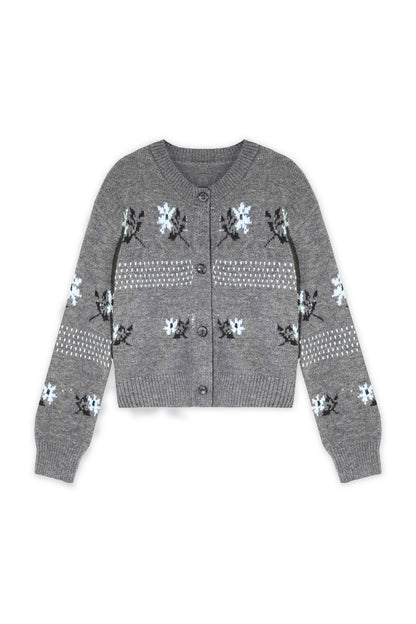Fair Isle Jacquard Knit Cardigan