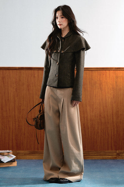 Detachable Cape Wool Coat