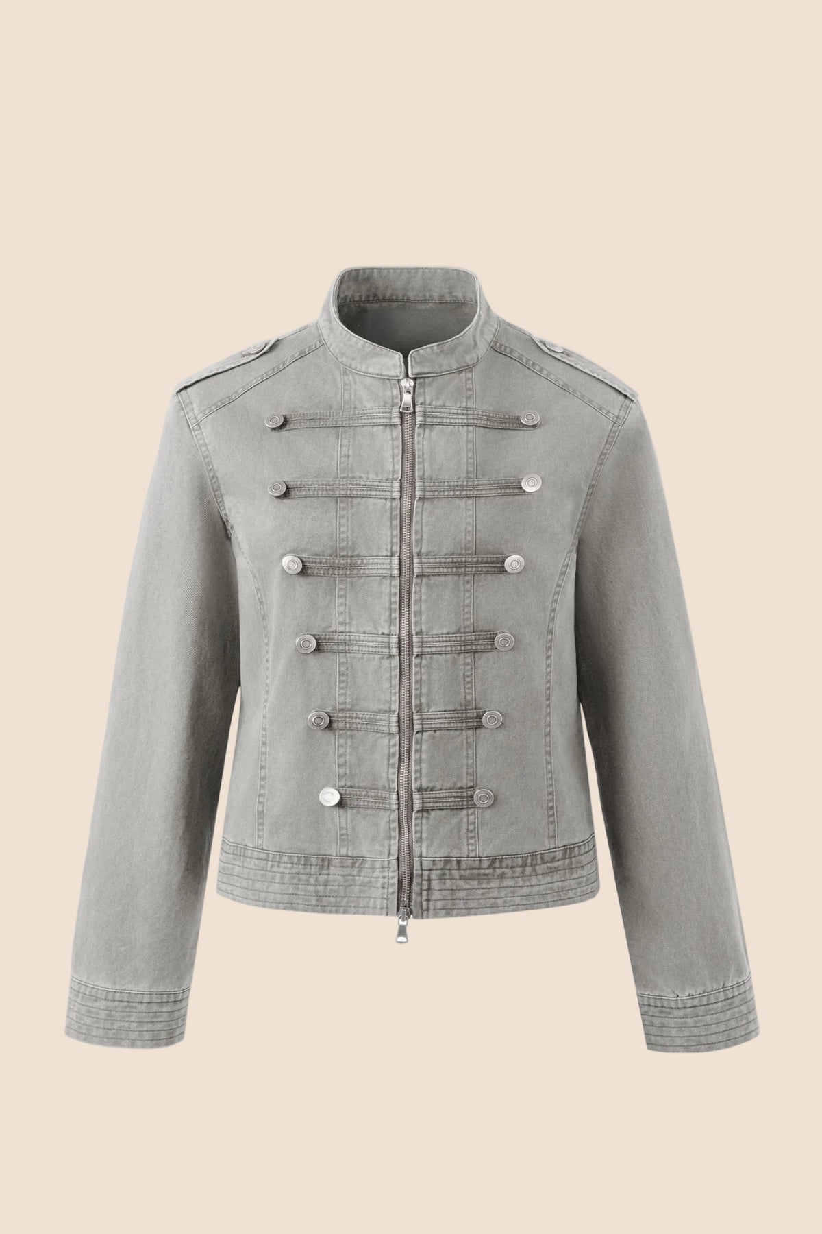 Short Double-Breasted Vintage Denim Jacket