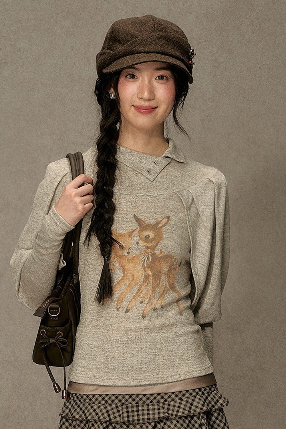Little Deer Girl Printed Cape Blouse