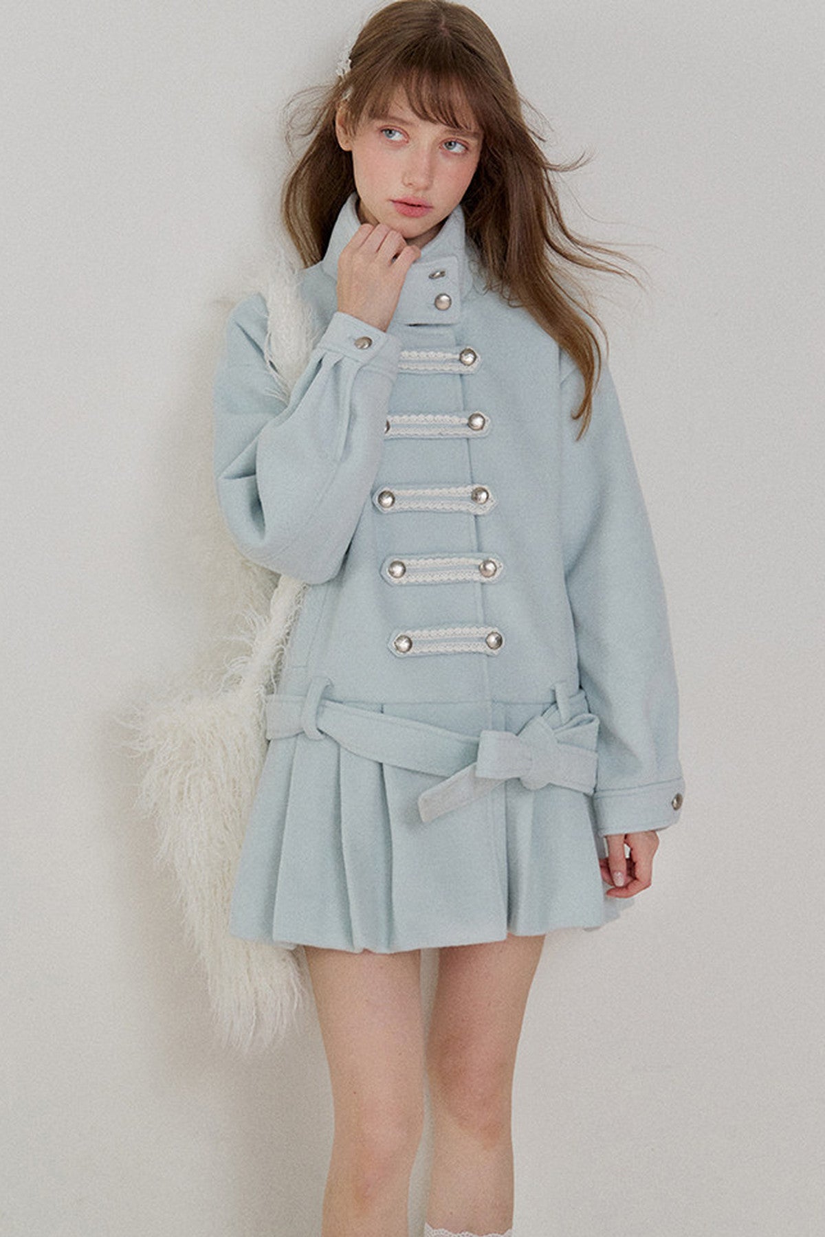 Petite Double-Breasted Woolen Coat