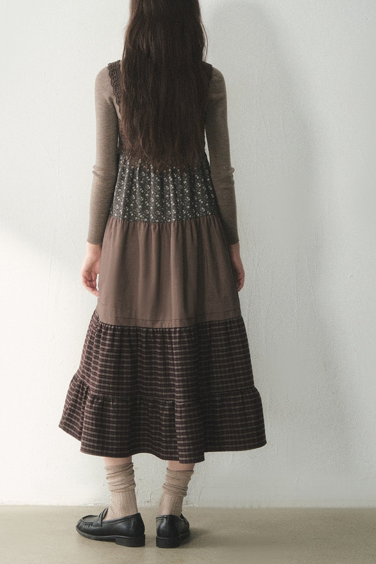 Floral Plaid Patchwork Cake Dress