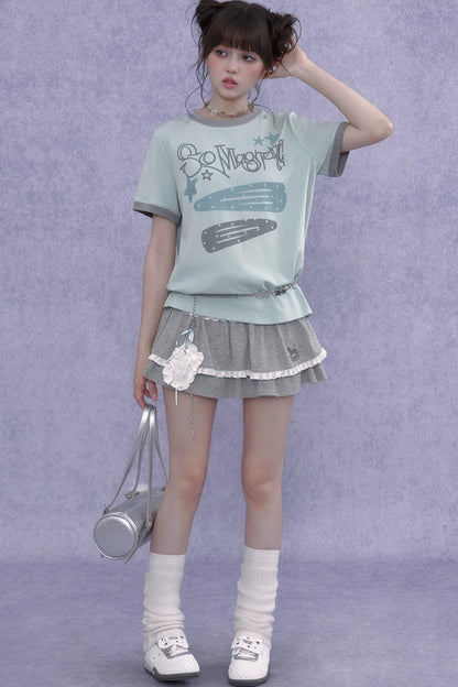 Sweet Cool Print T-Shirt Set-Up