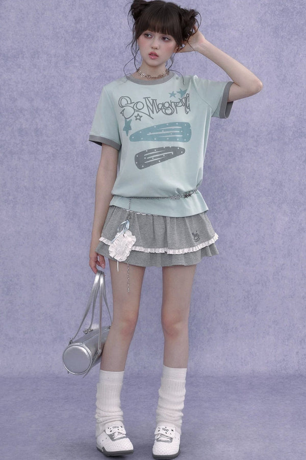 Sweet Cool Print T-Shirt Set-Up