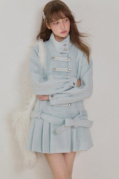 Petite Double-Breasted Woolen Coat
