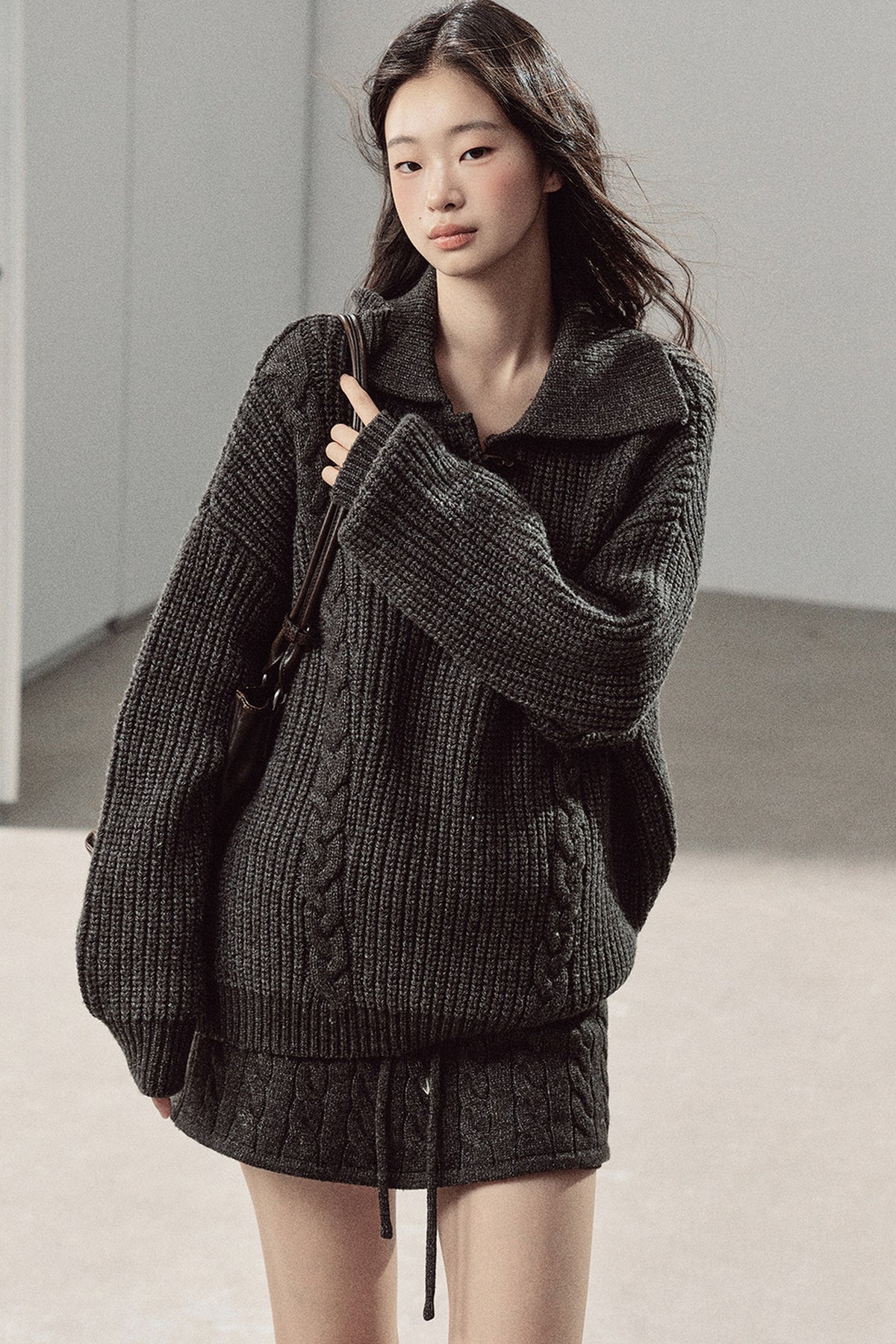 Silent Valley Wool Cable Knit Sweater and Pants Set-Up
