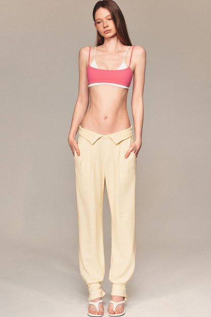 High-Waisted Fold-Over Waist Knit Pants