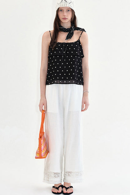 Fano Relaxed Lace Patchwork Wide-Leg Pants