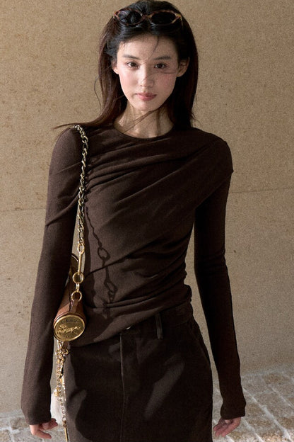 Asymmetrical Tidal Marsh Vein Knit Top