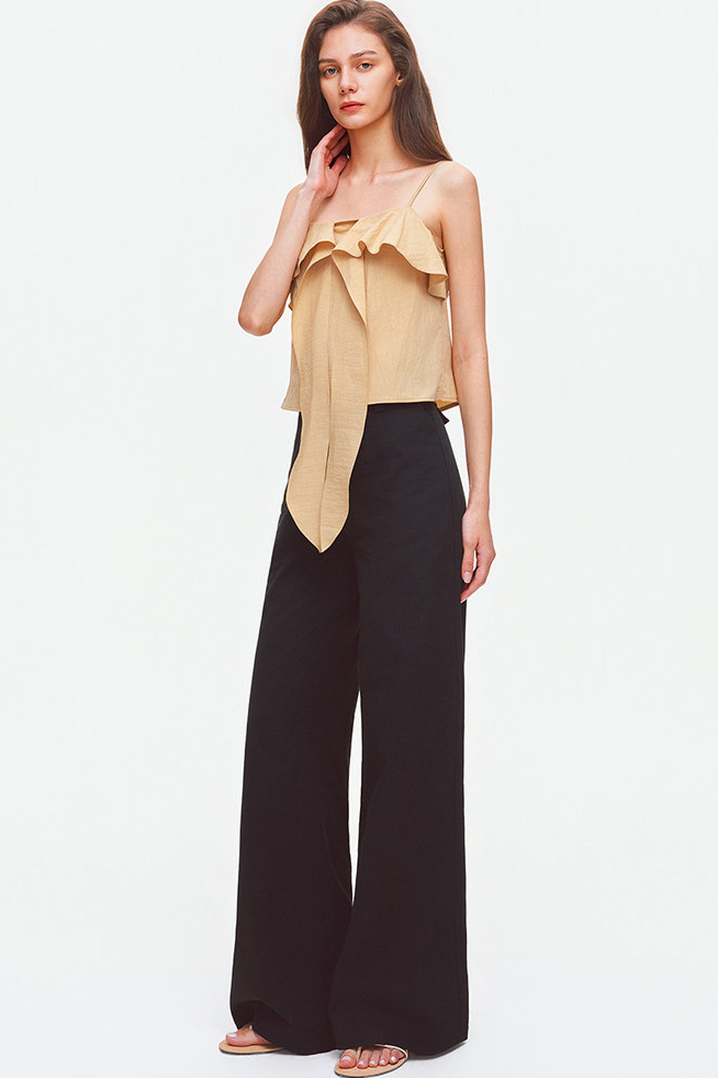 Tencel Linen Cotton Wide-Leg Trousers