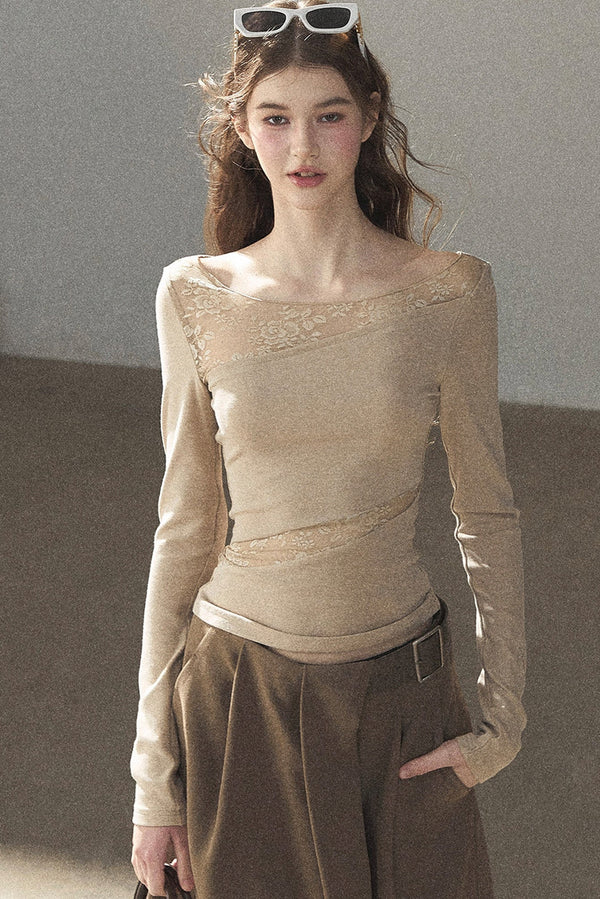 Hazy Skin Lace Hollow Out Top