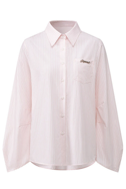 Bell-Sleeve Striped Blouse