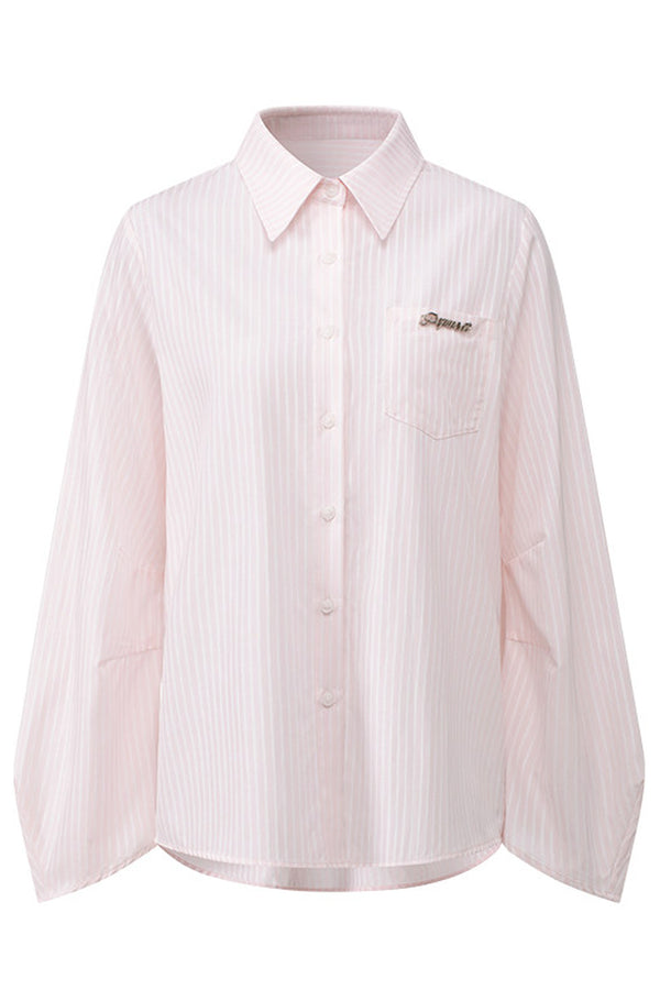 Bell-Sleeve Striped Blouse