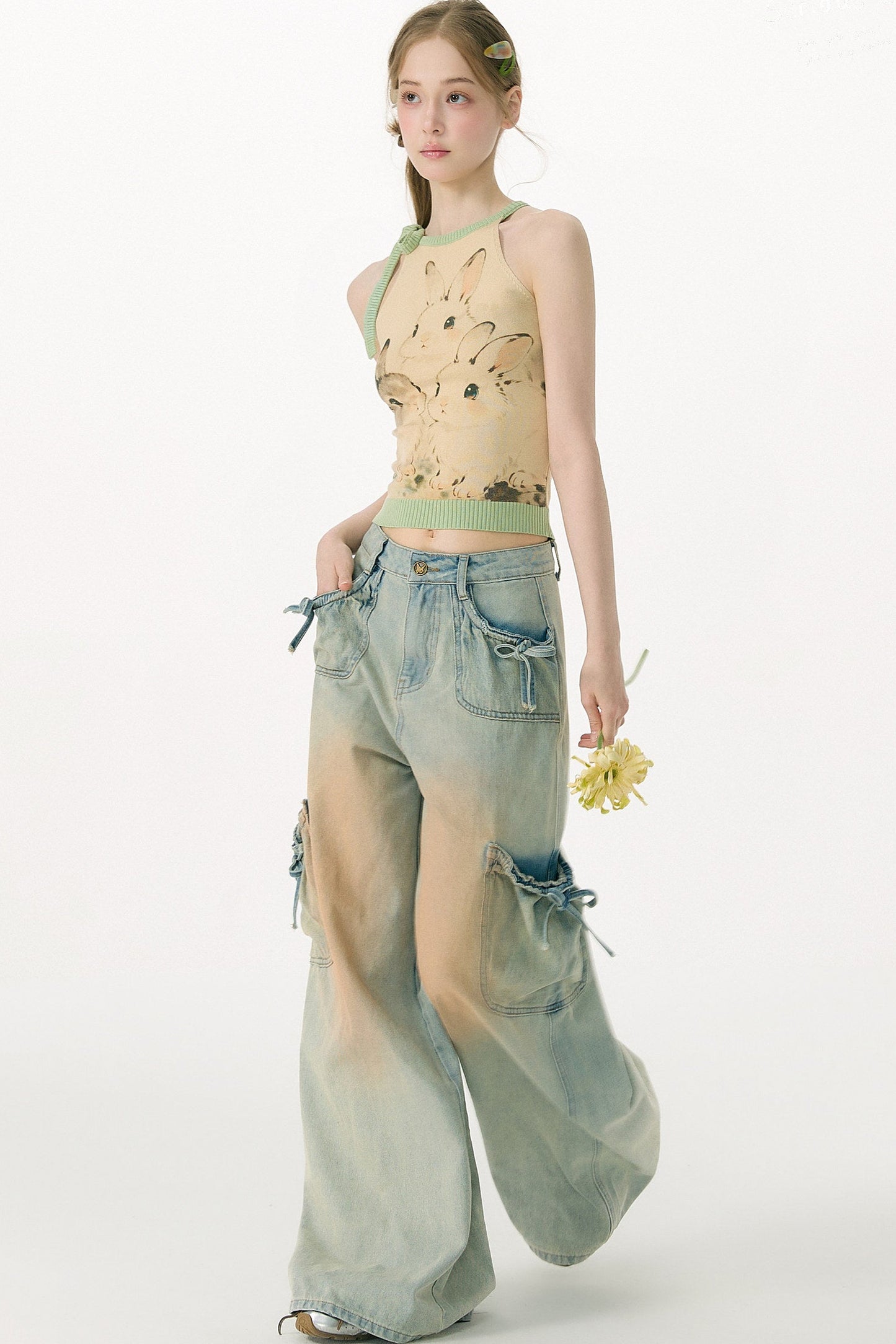 Rabbit Shadow Knitted Halter Top