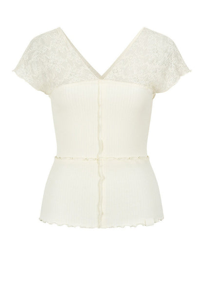 Semi-Transparent Lace Modal Top
