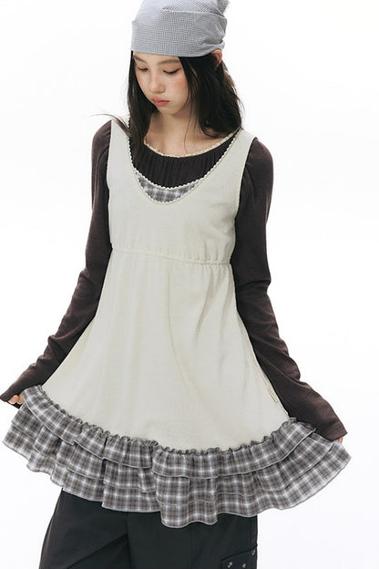 Pleated Striped Knit Base Layer Top