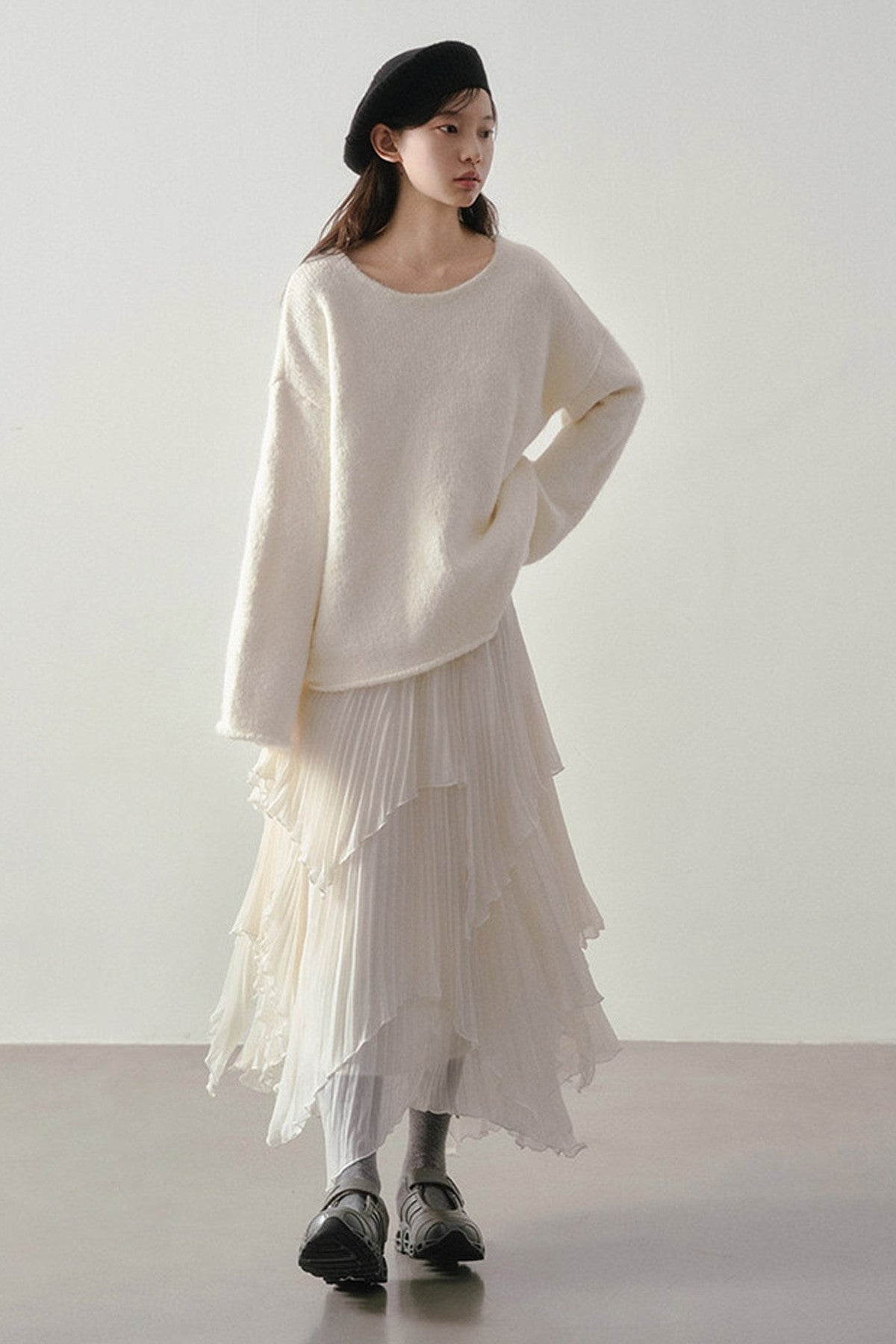 3D Textured Pleated Skirt