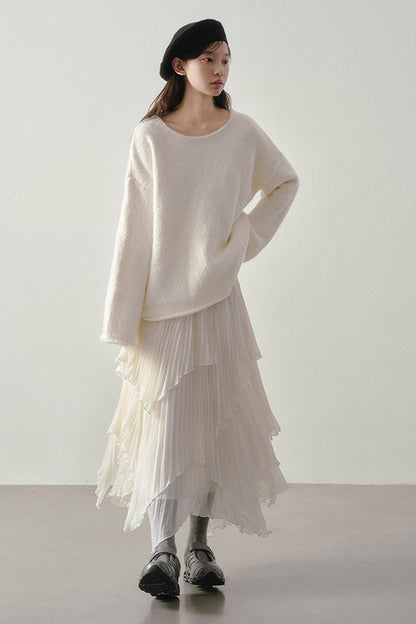 3D Textured Pleated Skirt