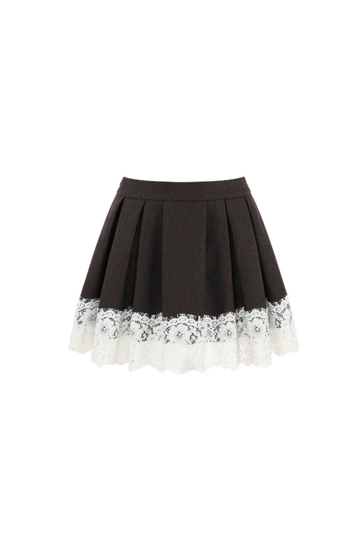 Coffee Lace Splicing Jacket and Skirt Set-Up