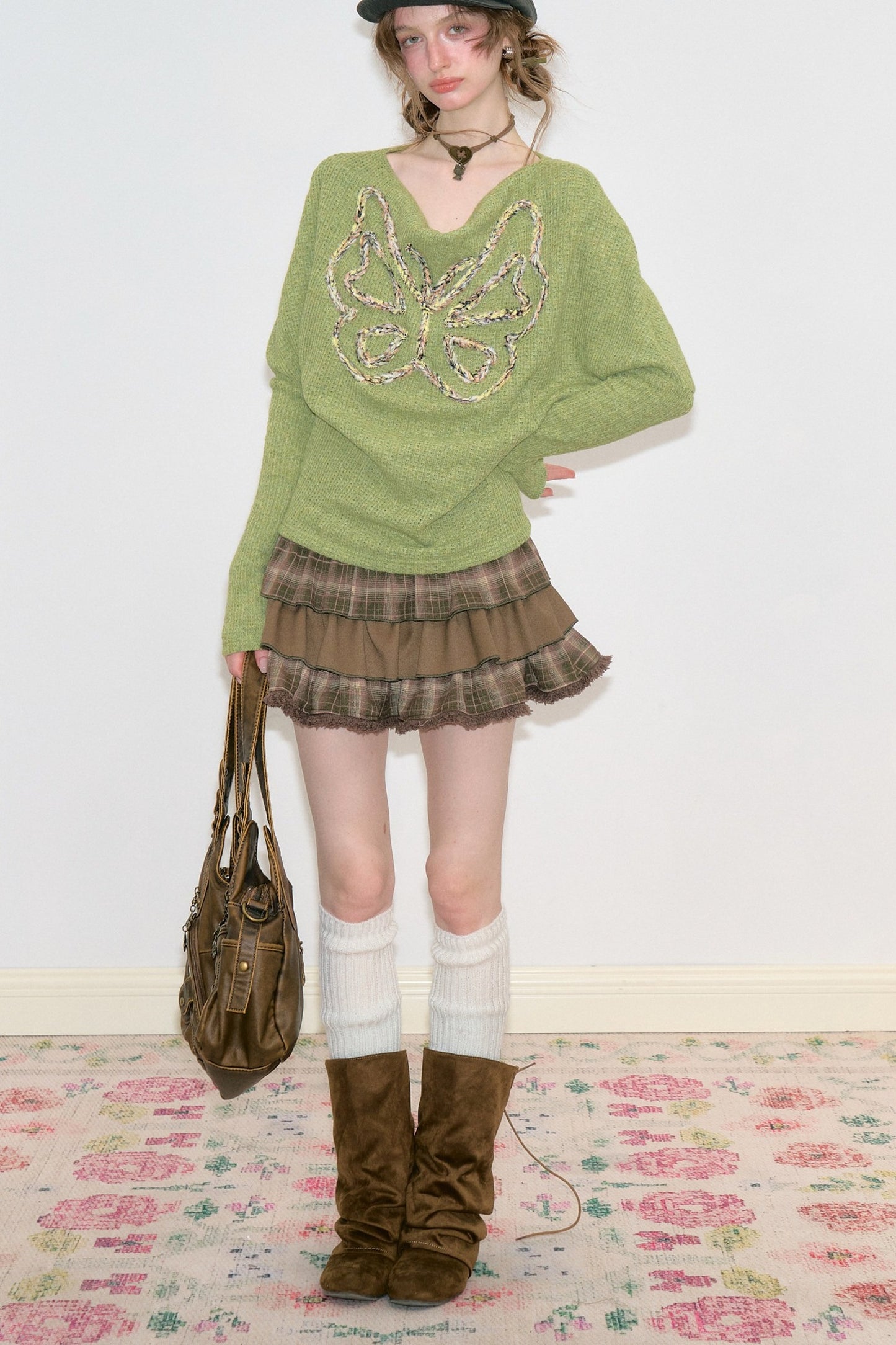 Retro Butterfly Knit Top