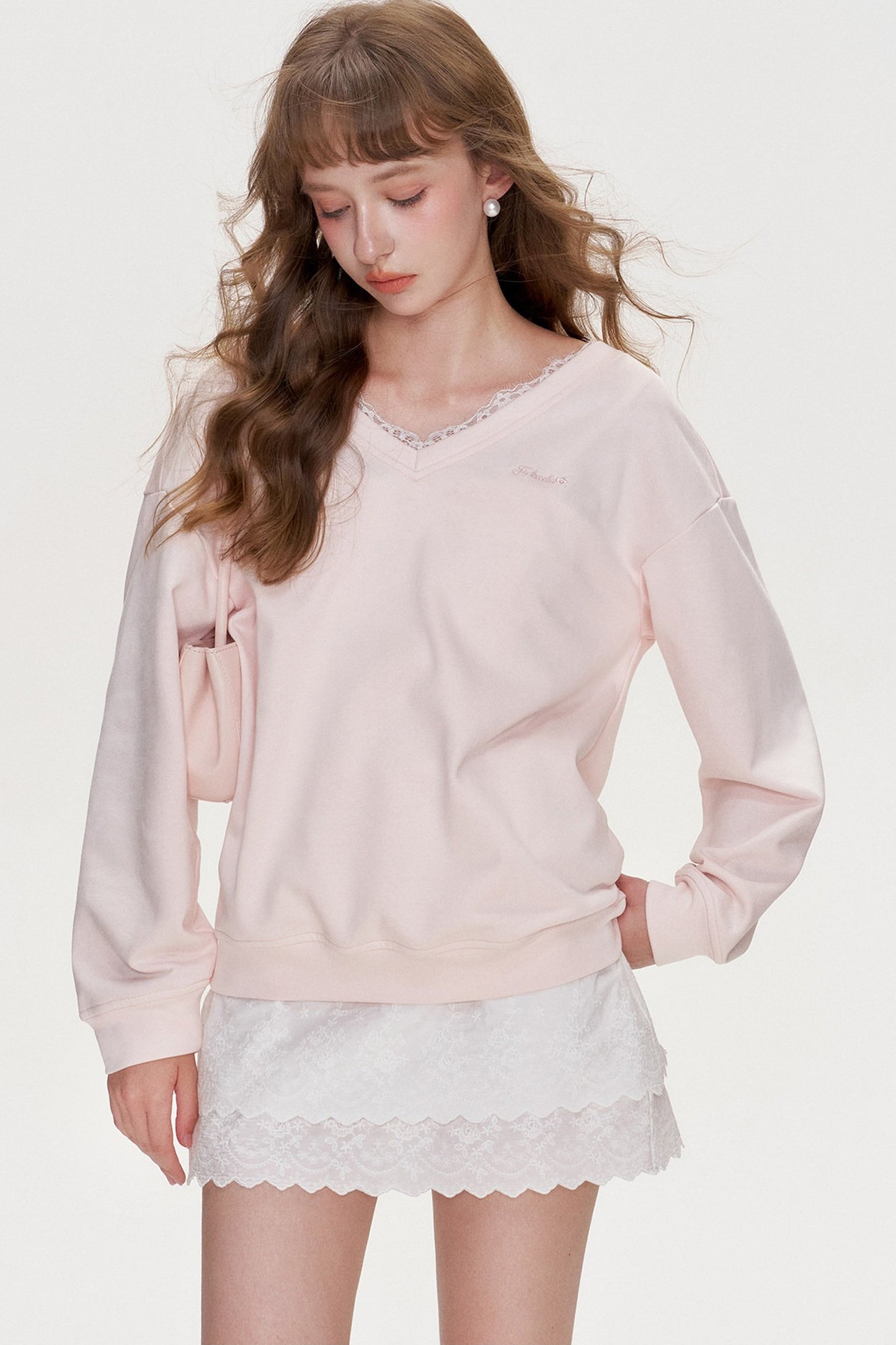 Romantic Lace Bow Sweatshirt