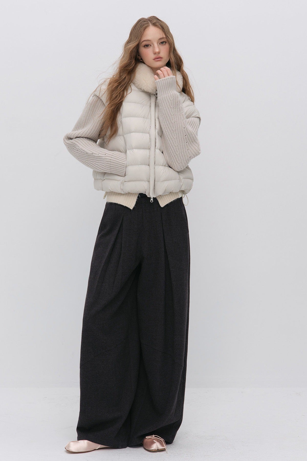 Convertible Detachable Knit Sleeve Down Vest
