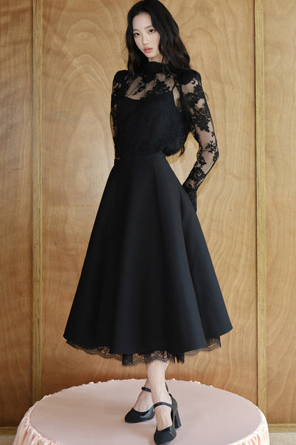 Blusa in rete e pizzo francese