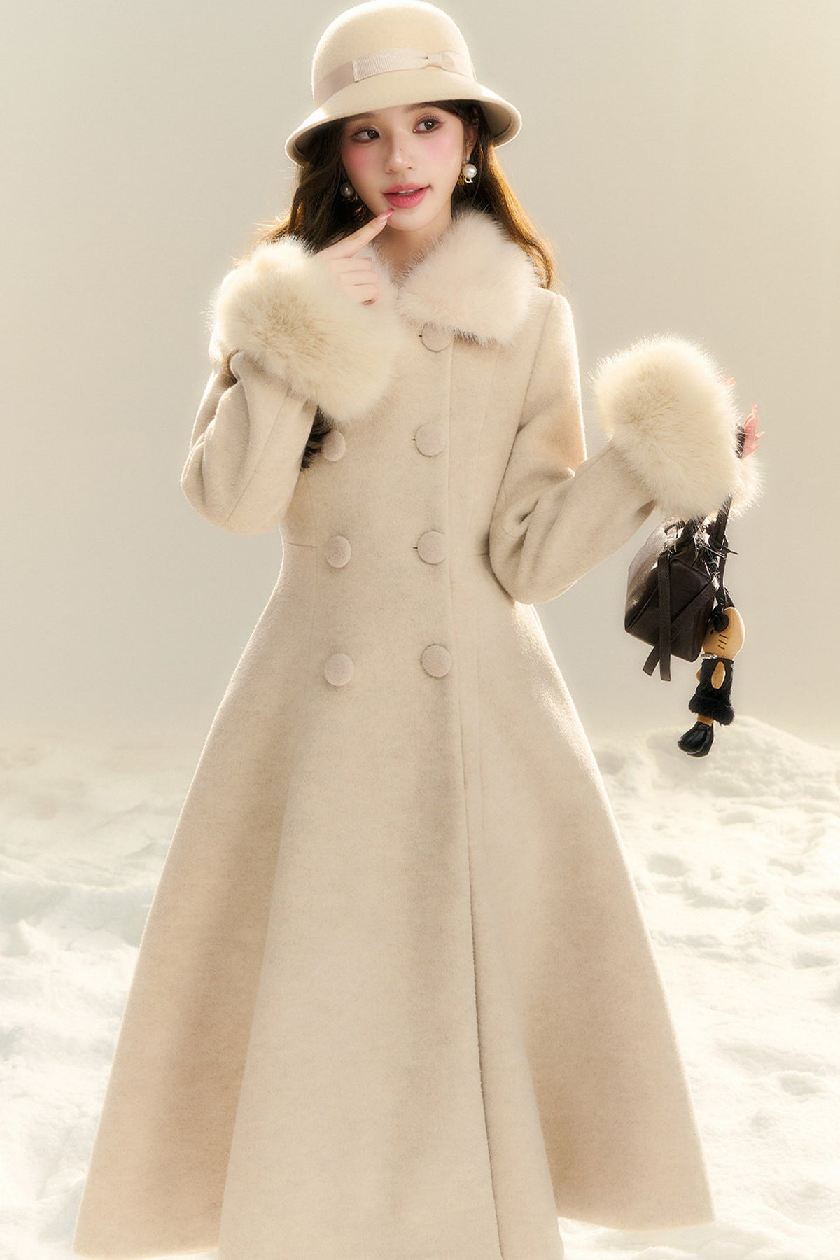 Oatmeal Camel Hepburn Style Long Coat