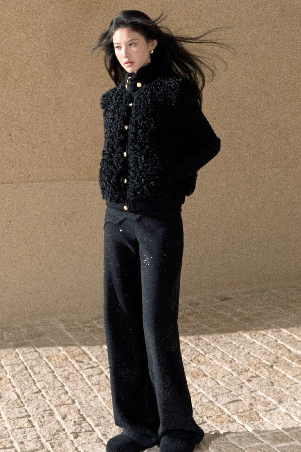 Silver Sprinkle Drawstring Waist Flared Pants