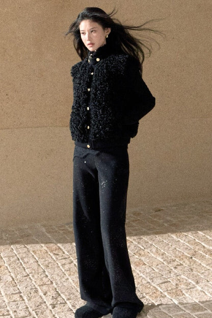 Silver Sprinkle Drawstring Waist Flared Pants